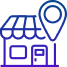 Icon of a storefront with a location pin.