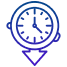 A blue compass icon pointing downward.